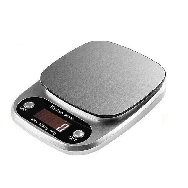"Compact stainless steel kitchen scale with sleek design for precise 0.1g measurements, ideal for culinary accuracy."
