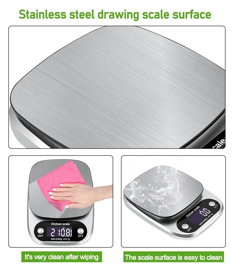 "Compact stainless steel kitchen scale with sleek design for precise 0.1g measurements, ideal for culinary accuracy."