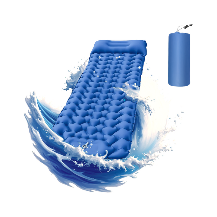 "Compact ultralight sleeping pad in Elephant Gray, perfect for camping and travel, folds small for easy packing."