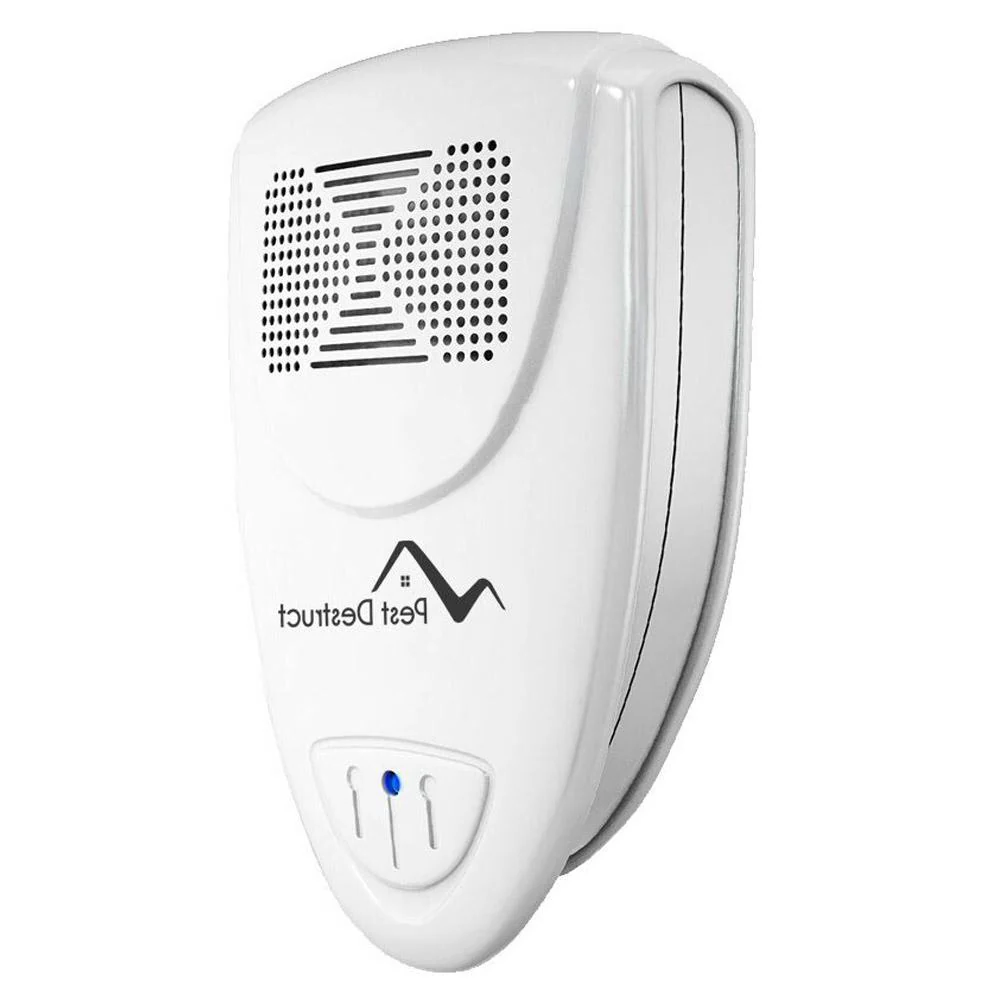 "Compact ultrasonic mice repellent plug-in, sleek design, pet-friendly, effective pest control for home or office use."