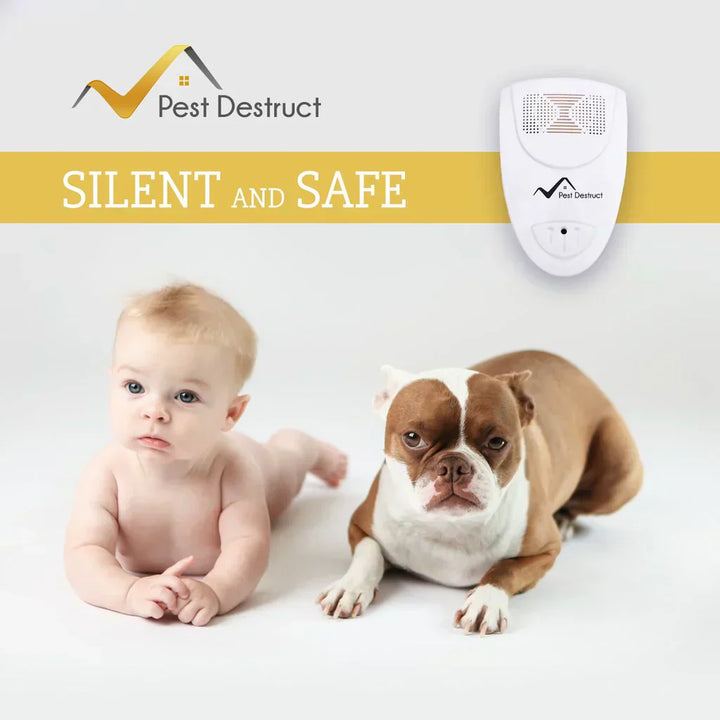 "Compact ultrasonic mice repellent plug-in, sleek design, pet-friendly, effective pest control for home or office use."