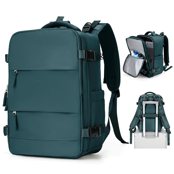 Airline-friendly carry-on travel backpack. Compact unisex bag for weekend trips, daily commute. Men's & women's.