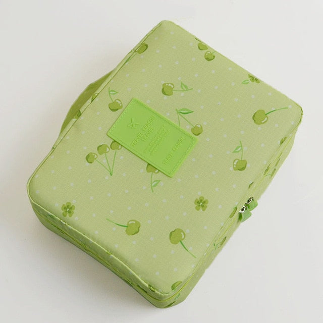 Set of two: women's compact waterproof makeup travel organizer & mini cosmetic bag.