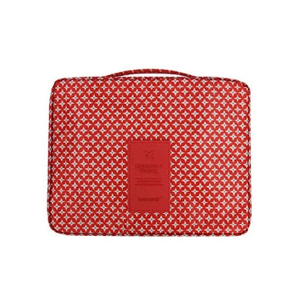 Women's compact waterproof travel essential: makeup organizer & cosmetic bag set.