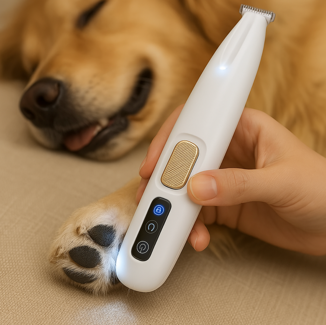 Cordless dog paw trimmer with LED light for precise, quiet grooming. Safe, rechargeable pet clipper for clean paws.