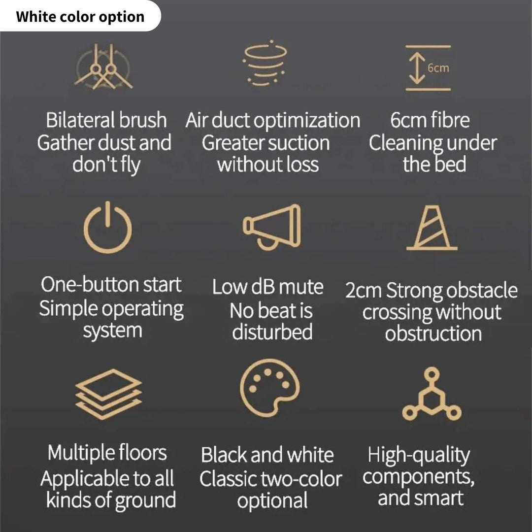 Cordless robotic vacuum cleaner with smart navigation on wooden floor, showcasing three-in-one sweeping, vacuuming, mopping.