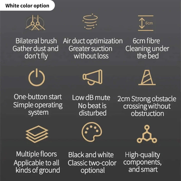 Cordless robotic vacuum cleaner with smart navigation on wooden floor, showcasing three-in-one sweeping, vacuuming, mopping.