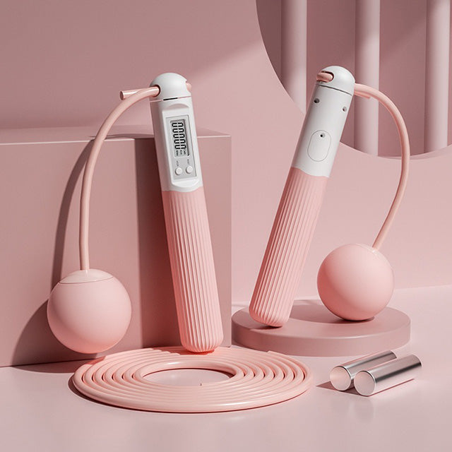 "Cordless weighted skipping rope with digital counter, ergonomic anti-slip handles, and vivid colors for effective workouts."