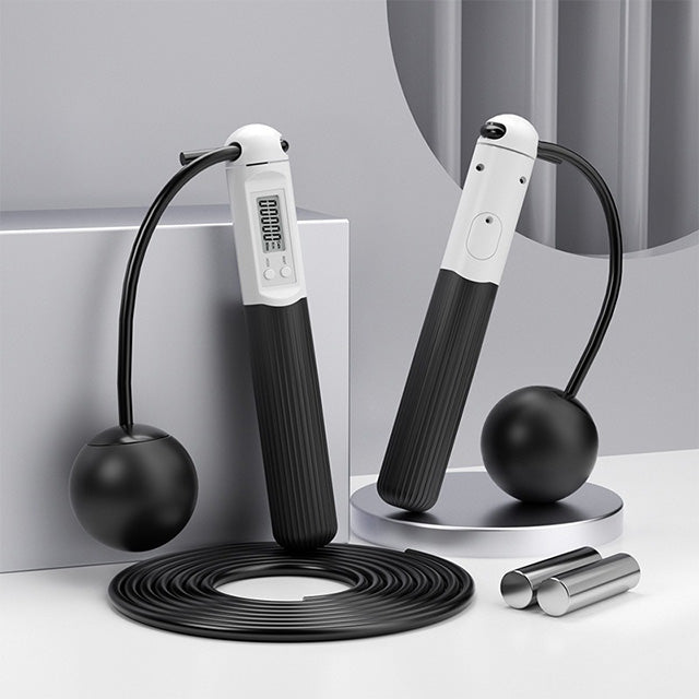 "Cordless weighted skipping rope with digital counter, ergonomic anti-slip handles, and vivid colors for effective workouts."