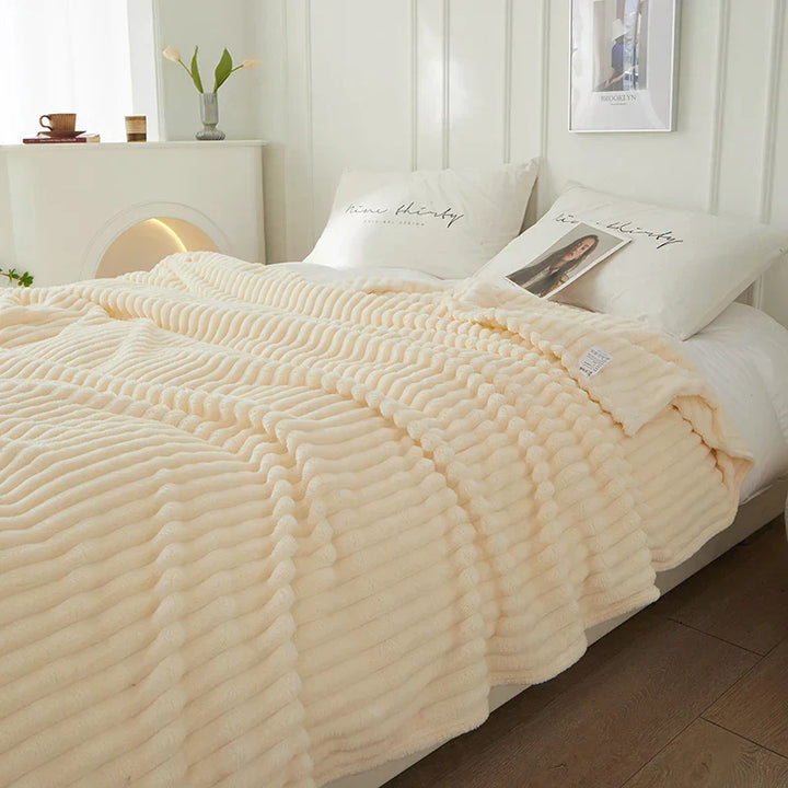 Relax with this cozy wide striped flannel fleece blanket, soft & warm throw for comfort.