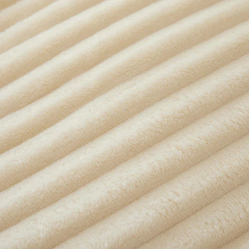 Cozy Wide Striped Flannel Fleece Blanket; soft, warm throw for bedroom, living room, comfort.