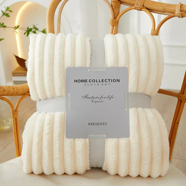 Soft flannel wide striped blanket, adds warmth & style to your cozy bedroom decor.