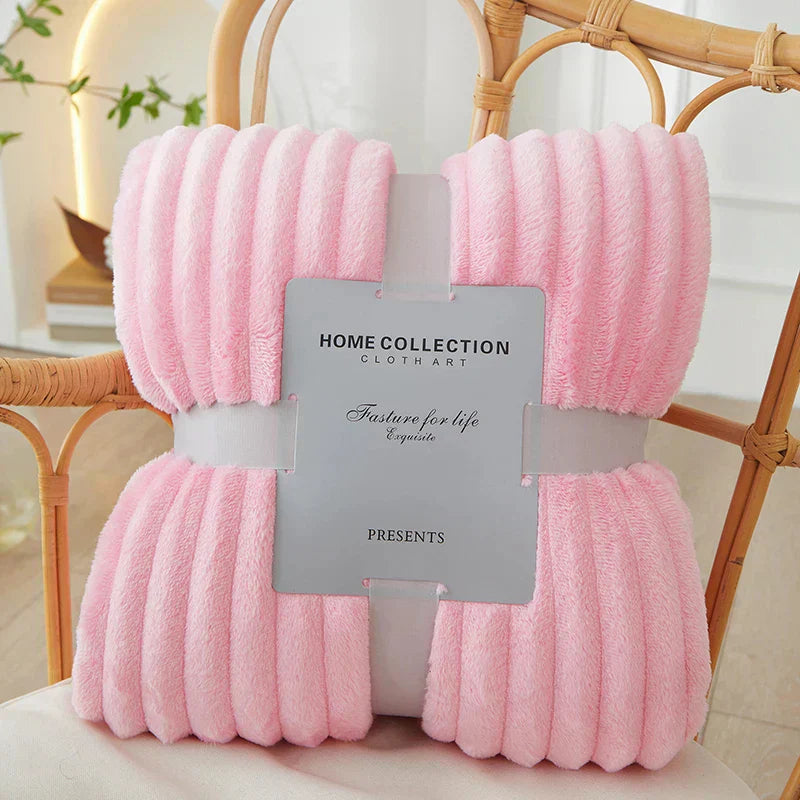 Incredibly soft wide striped flannel fleece blanket, a warm & inviting comfort throw.