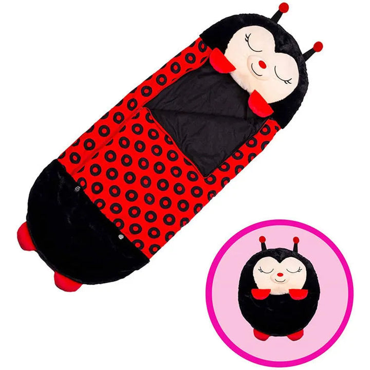 Kids' foldable animal travel bed, ideal sleepover gear for soft comfort on trips.