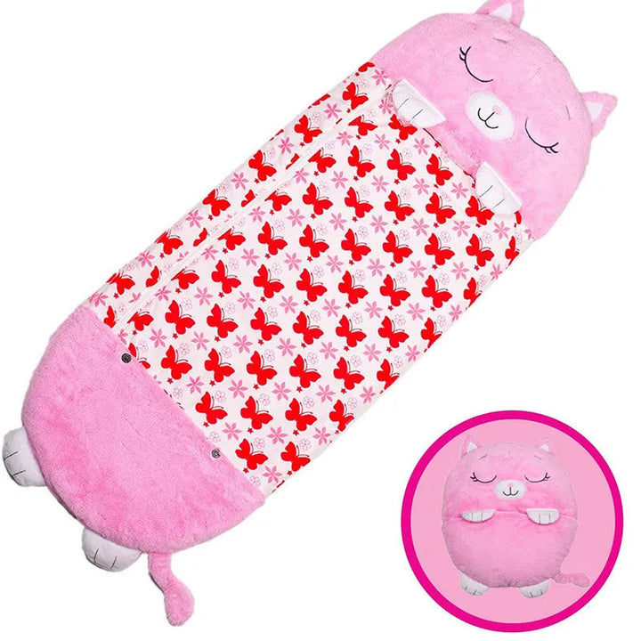 Fun animal design foldable sleeping bag, a practical nap mat for children's sleep.