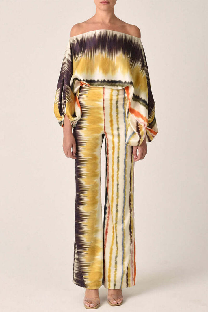 Women's Printed Off-Shoulder Long Sleeve Two-Piece Set