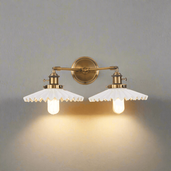 Antique Gold Double Head Ceramic Wall Sconce