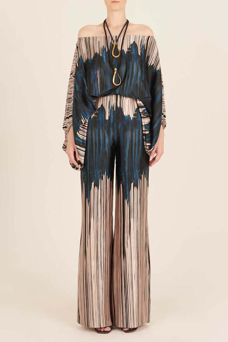 Women's Printed Off-Shoulder Long Sleeve Two-Piece Set