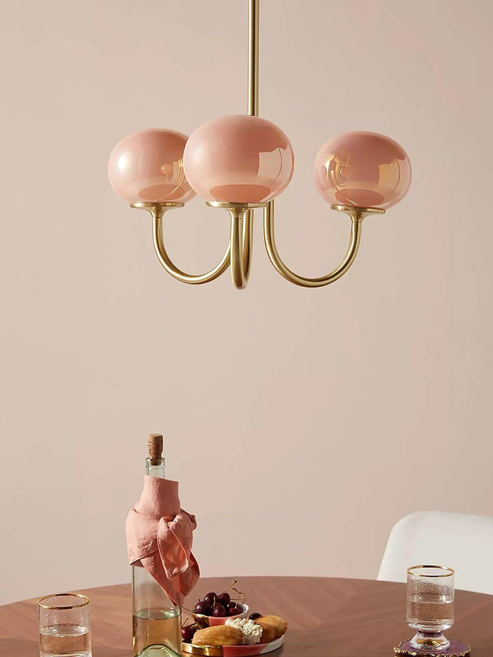 Pink Glass Ceiling Light Fixture Modern Chandelier