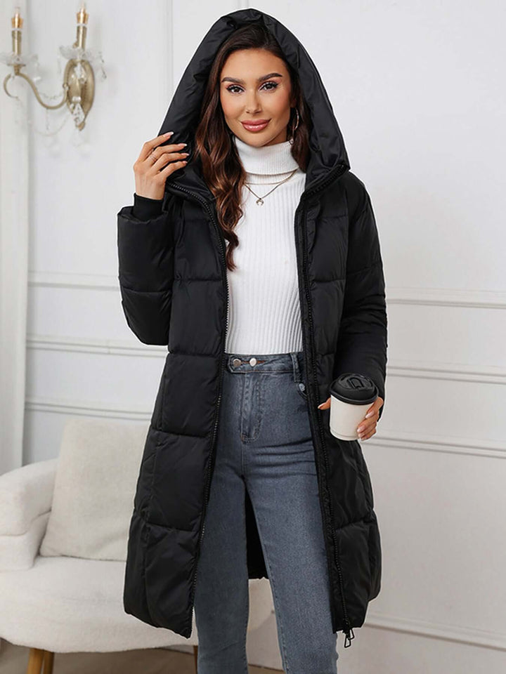 Damen Daunenmantel Lang mit Kapuze Steppmantel Winter Daunenjacke Wasserdicht