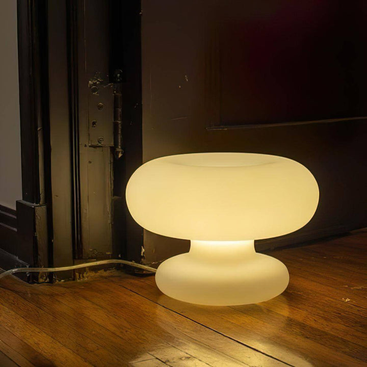 Modern Round Table Lamp with Metal Accent