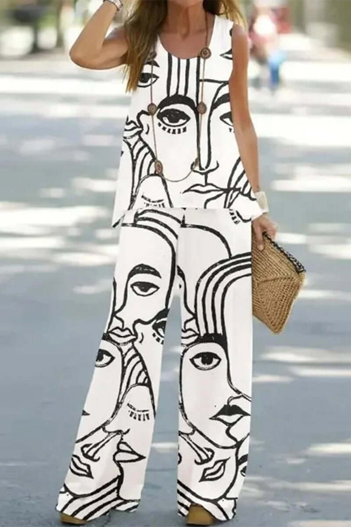 Women's Printed Patchwork Two-Piece Set