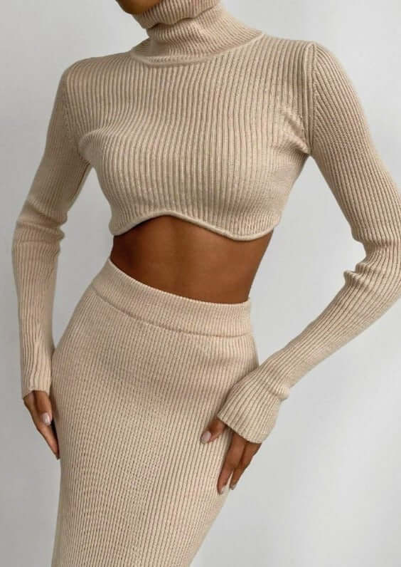 Women's Asymmetrical High-Neck Sweater Set