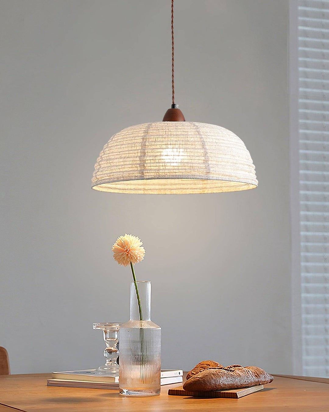 Wood & Fabric Pendant Lamp