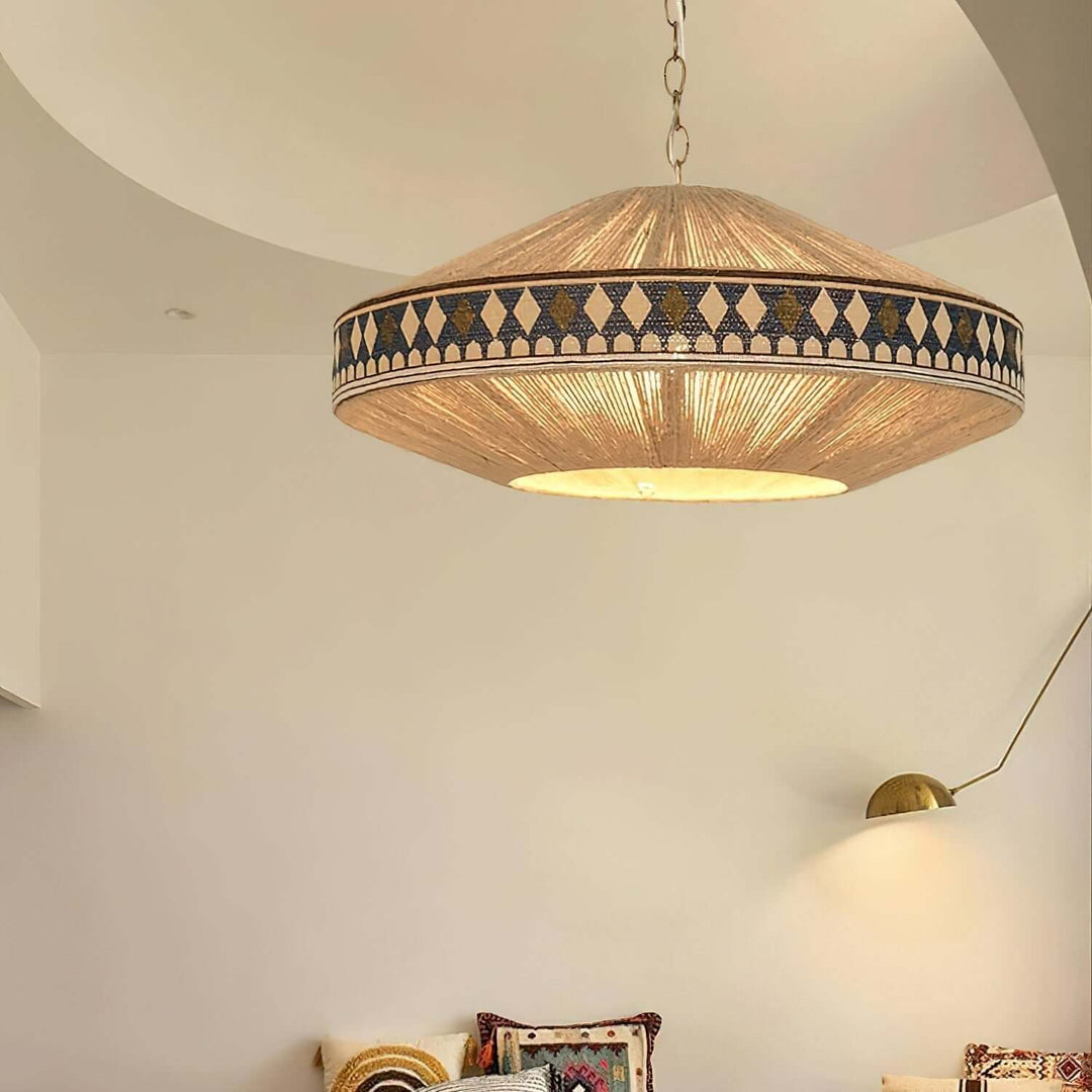 Woven Pendant Lamp with Fringes