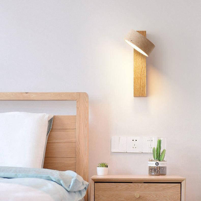 Rotatable Stone & Wood LED Wall Lamp