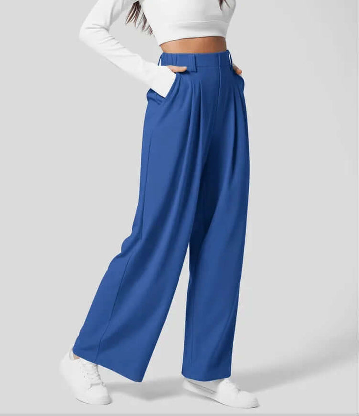 Women's Wide Leg Trousers - High Waist Tailored Fit