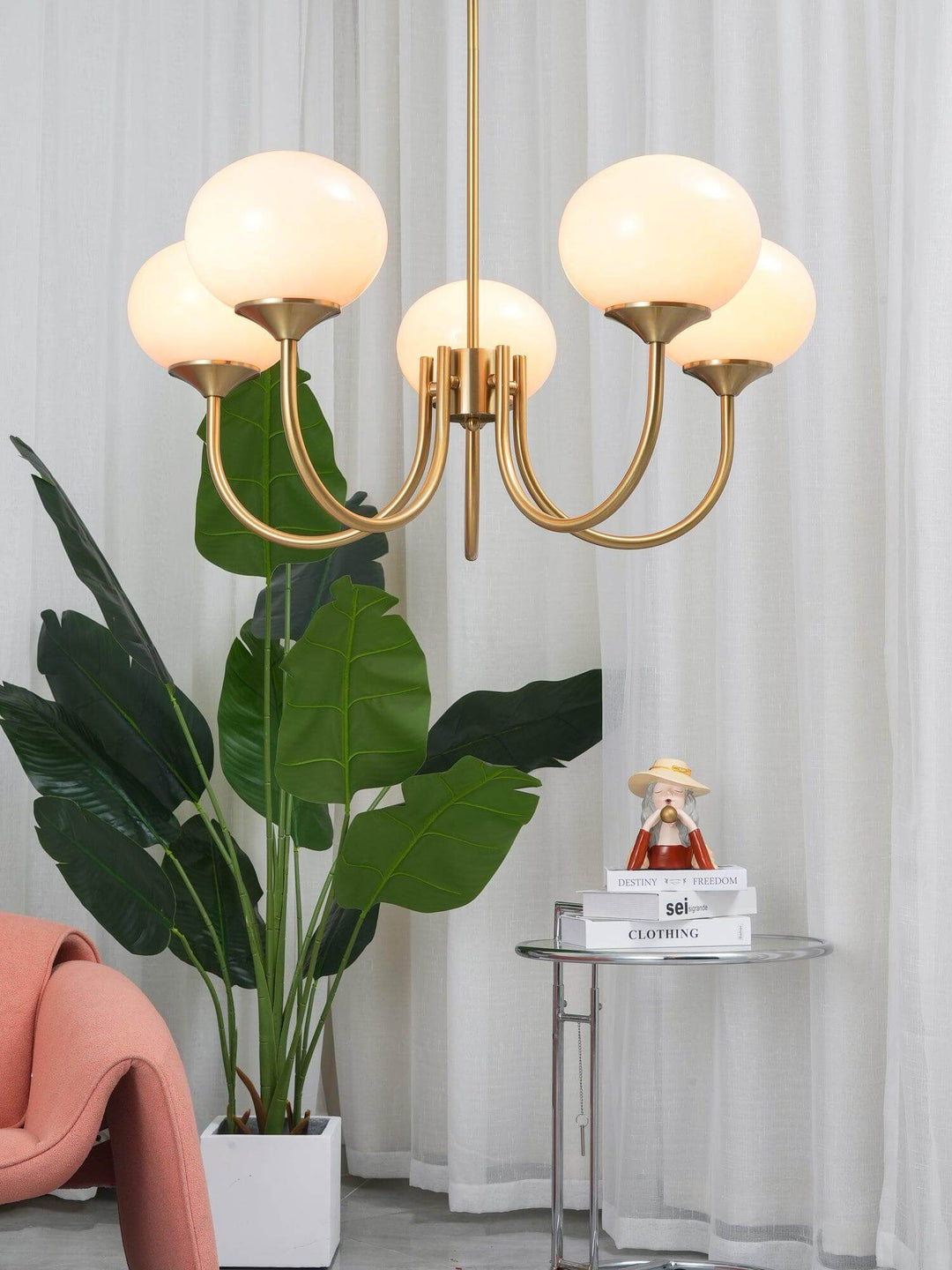 Pink Glass Ceiling Light Fixture Modern Chandelier