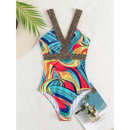 Women's V-Neck One-Piece Swimsuit