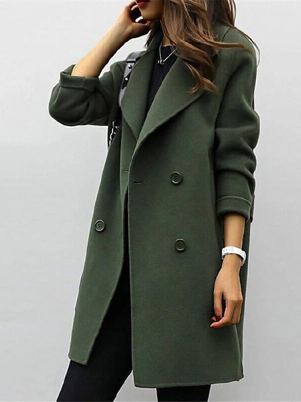 Double-Breasted Wool Blend Winter Coat