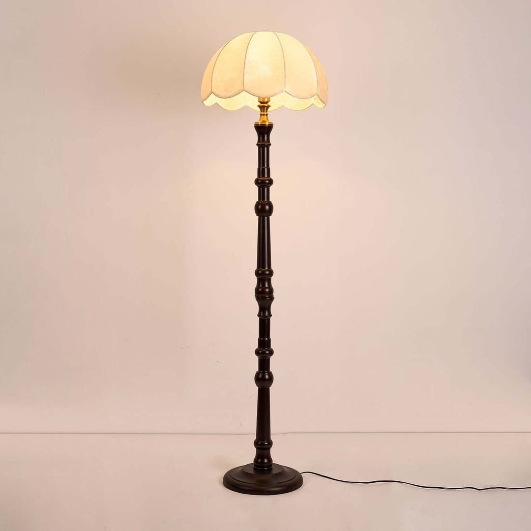 Elegant Wooden Floor Lamp with Fabric Shade