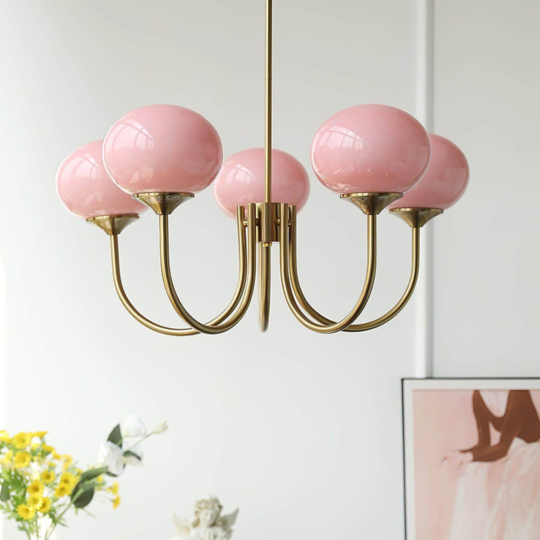 Pink Glass Ceiling Light Fixture Modern Chandelier
