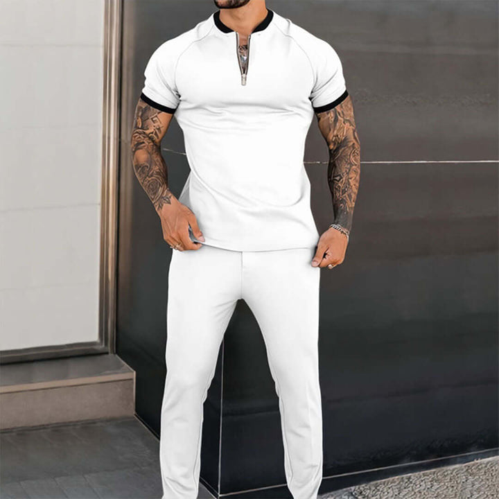 Casual Two-Piece Set - Polo & Trousers