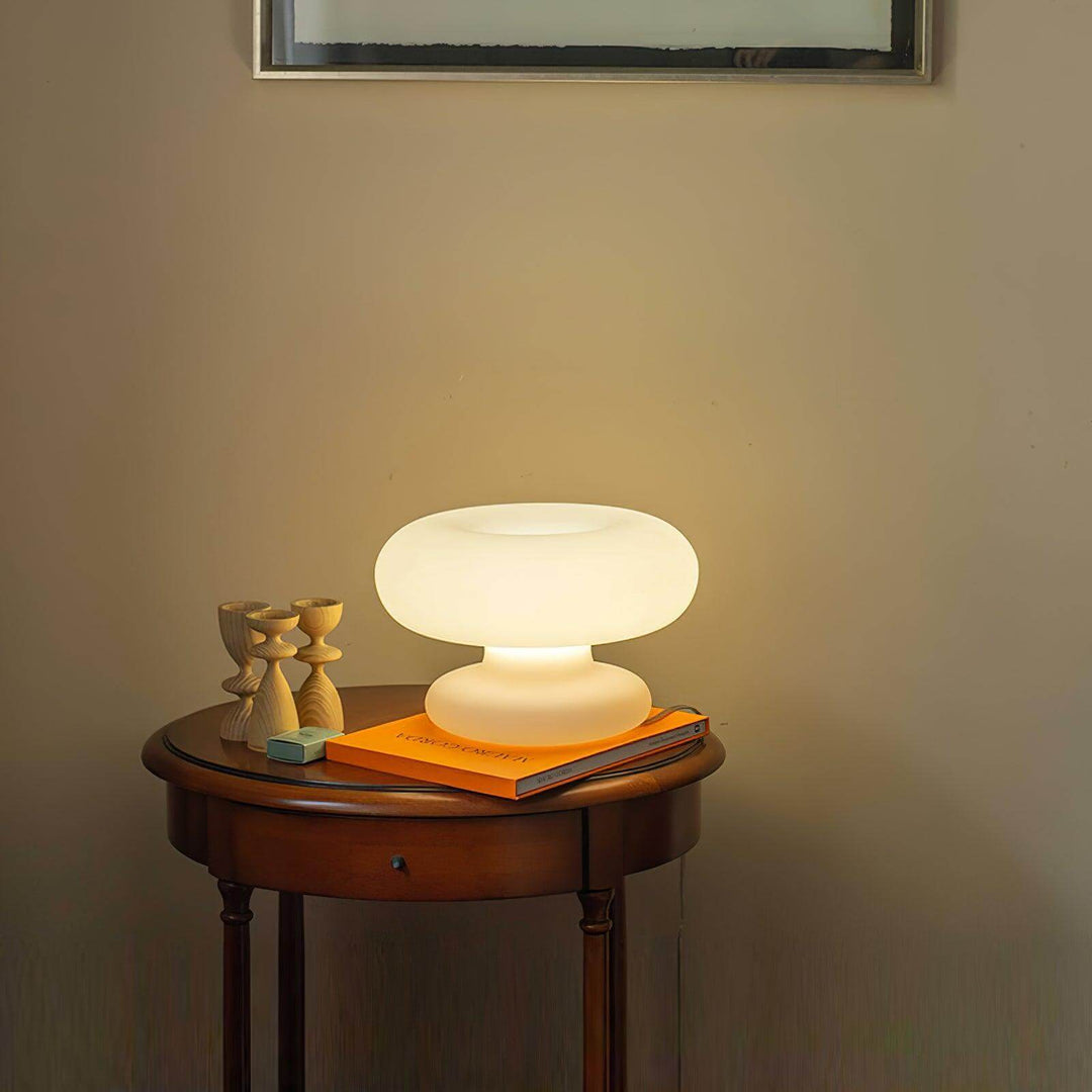 Modern Round Table Lamp with Metal Accent