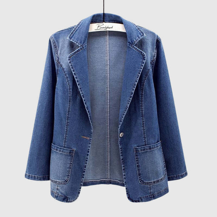 Women's Loose Fit Collared Denim Jacket