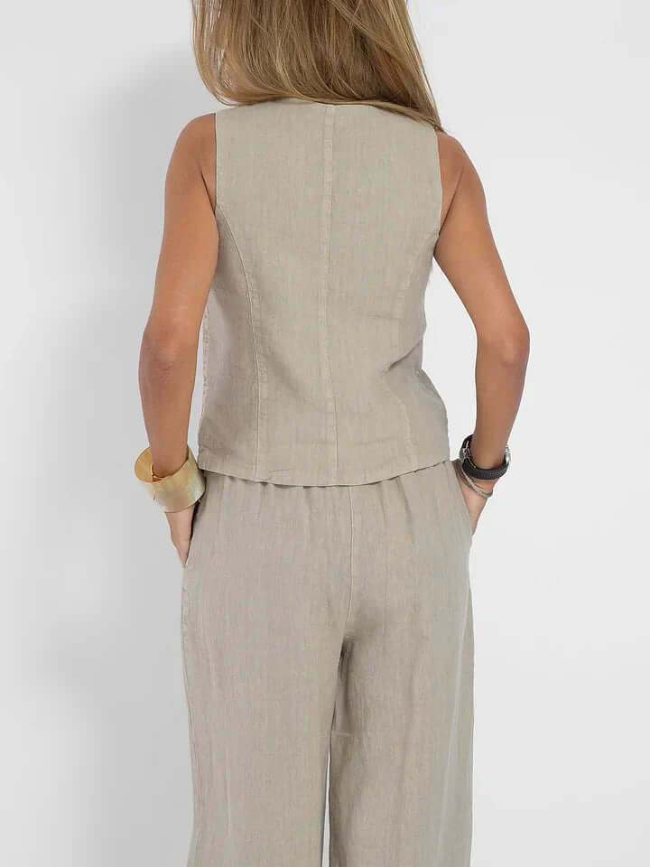 Women's Linen Two-Piece Vest Set