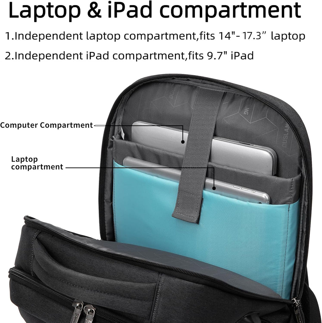 Blue durable laptop backpack for college, water-resistant with organized pockets.