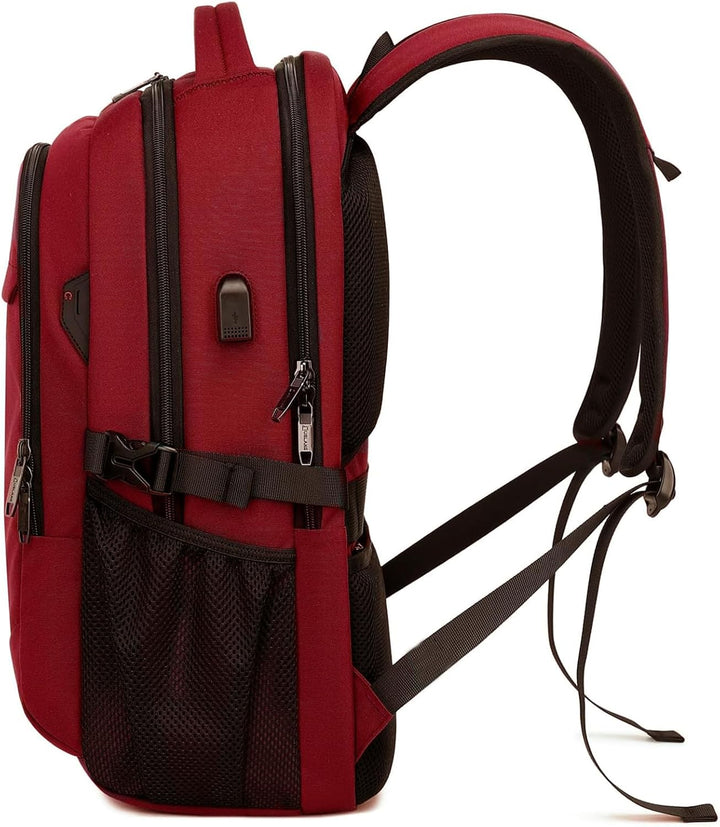 Blue unisex travel backpack with organized storage, water-resistant, anti-theft.