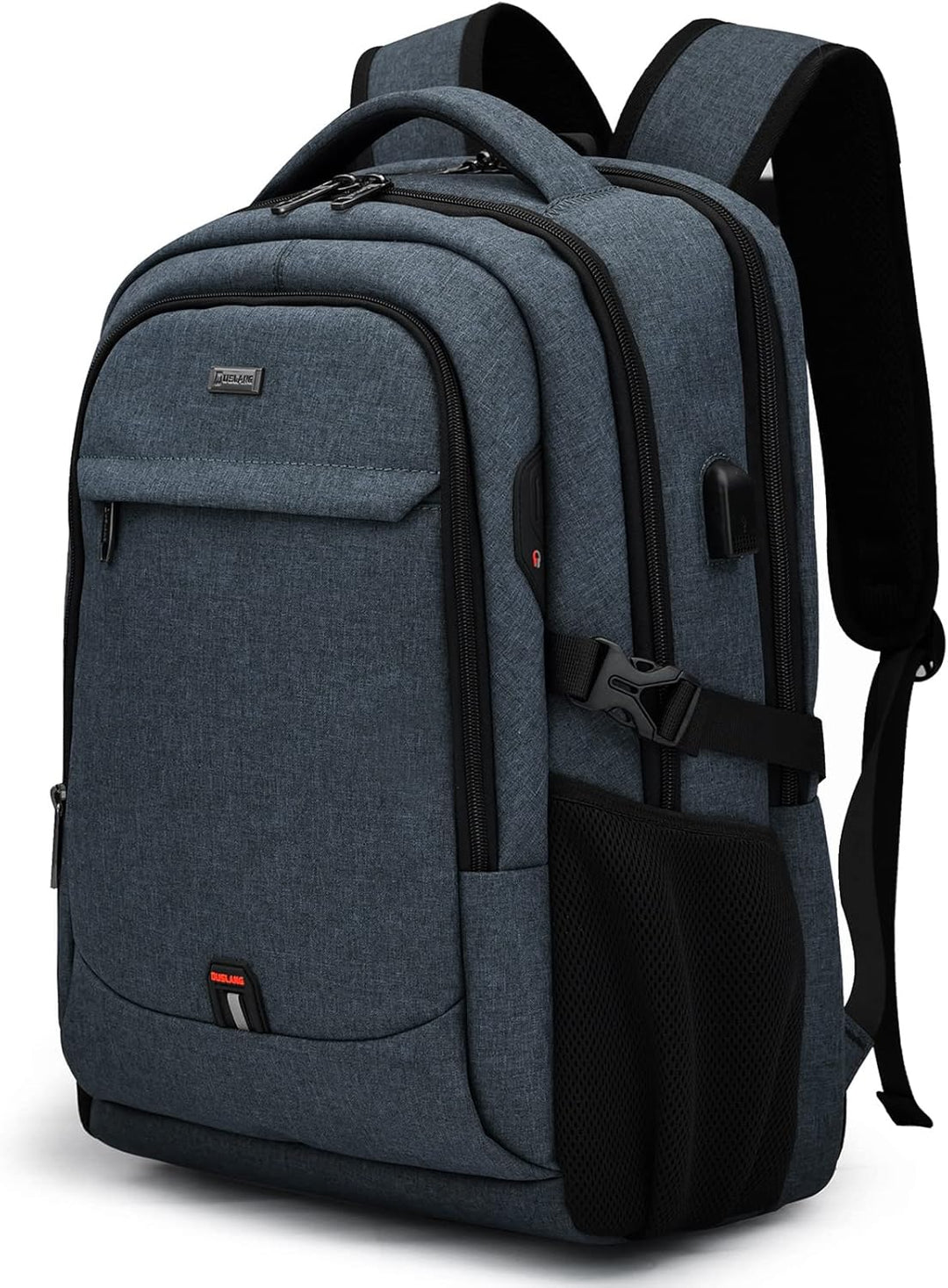 Unisex light grey backpack with USB charging, durable & water-resistant for work.