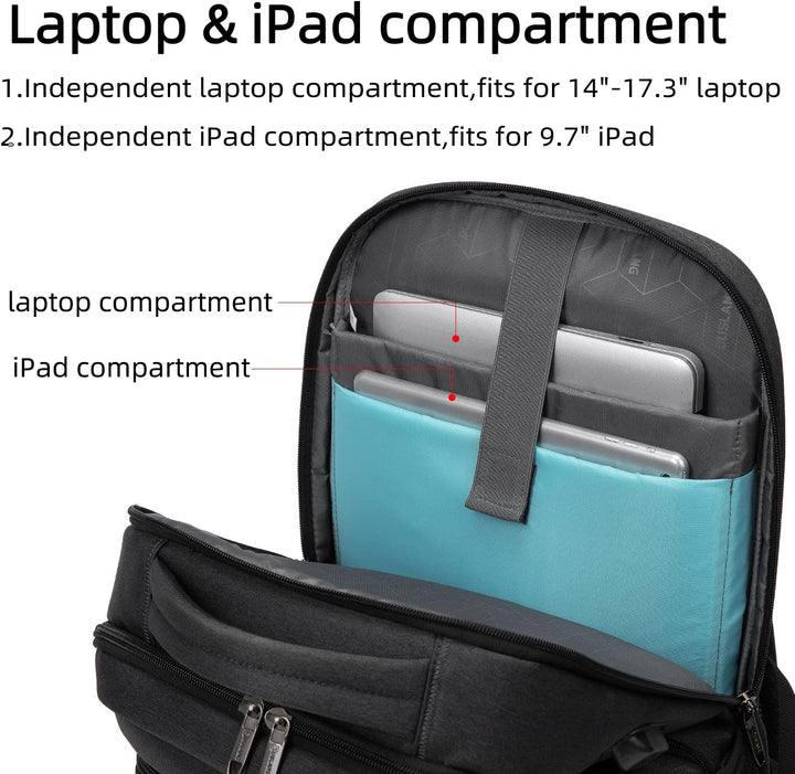 Rose unisex laptop backpack with organized storage & USB charging.
