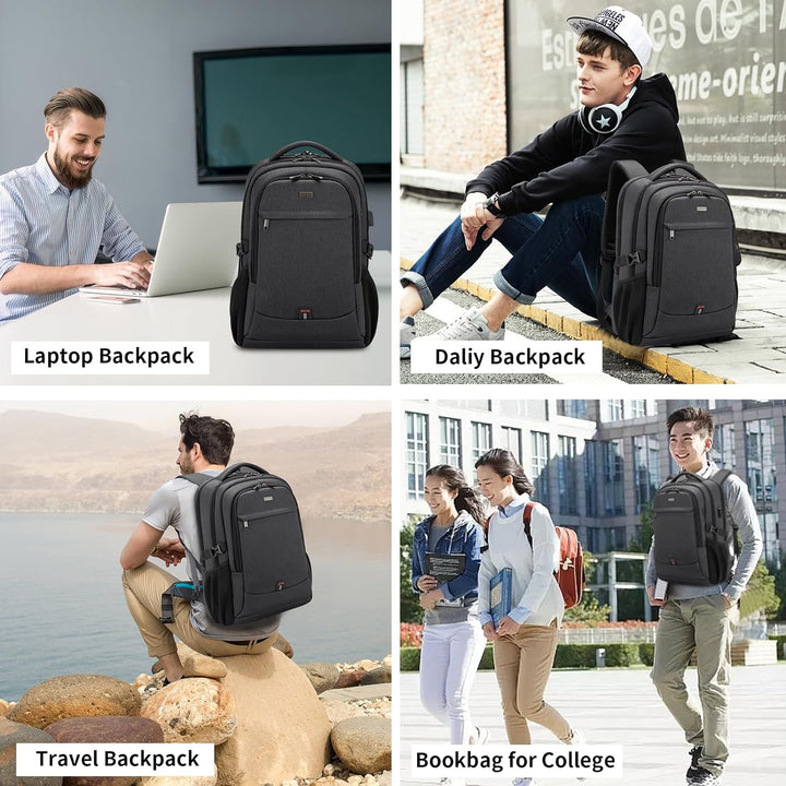 Rose unisex work daypack, water-resistant, organized storage & USB charging.