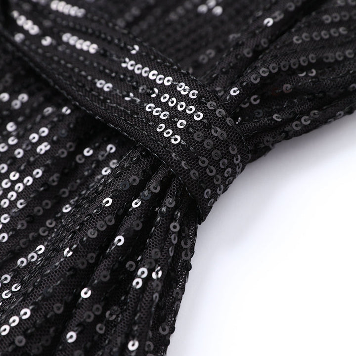A women's dazzling sequin mini party dress, long-sleeve evening wear perfect for nightlife and holiday parties.