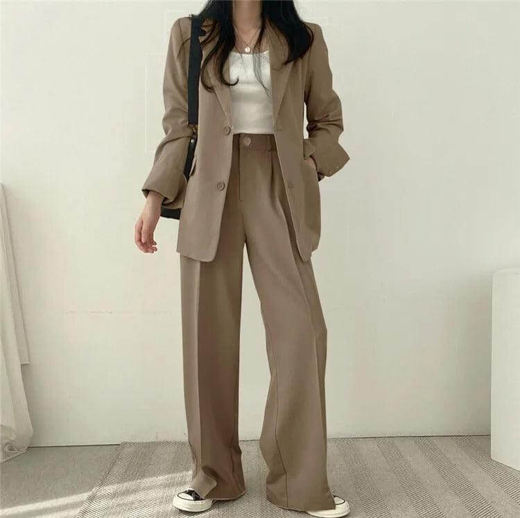 Women's Tailored Blazer and Straight-Leg Pants Set