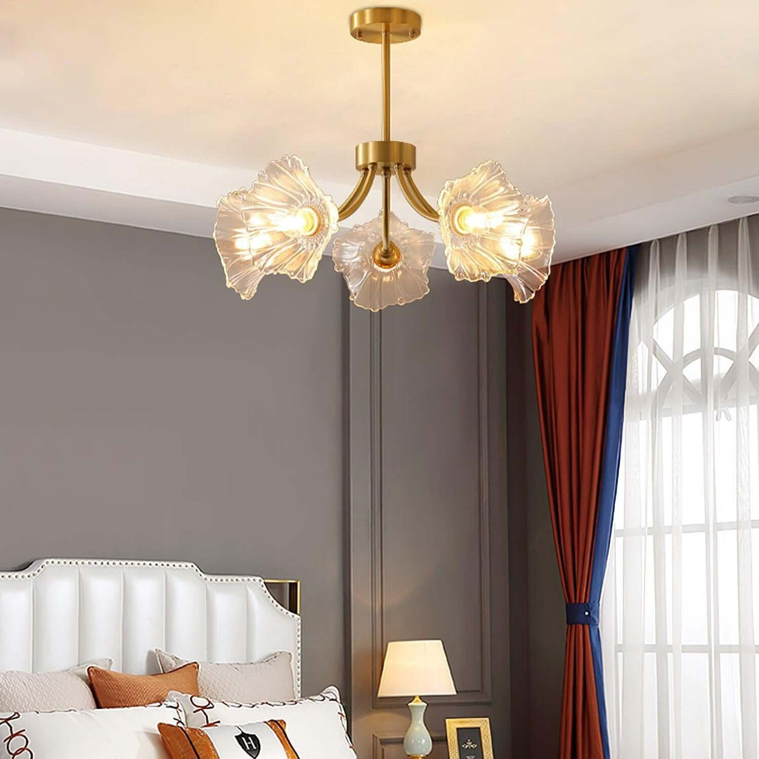 Floral Glass Chandelier, Elegant Lighting Fixture