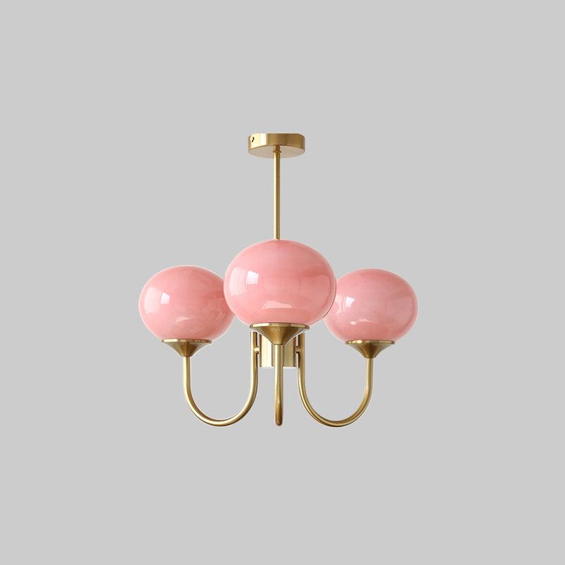 Pink Glass Ceiling Light Fixture Modern Chandelier