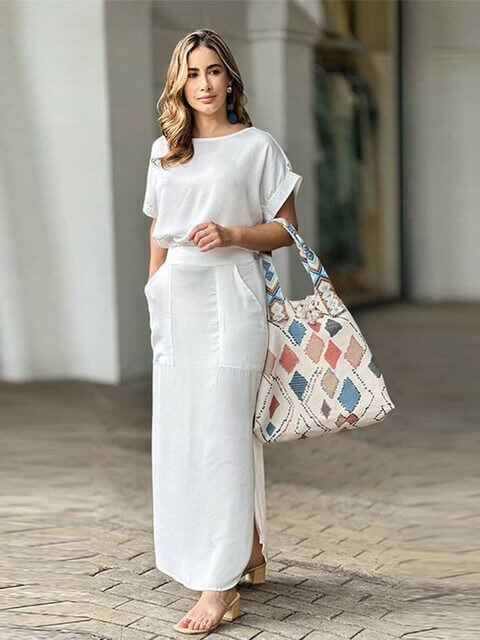 Women's Satin Crop Top & Maxi Skirt Set